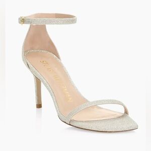 Stuart Weitzman Nudistcurve Glitter High-Heel Sandals Gold Size 11